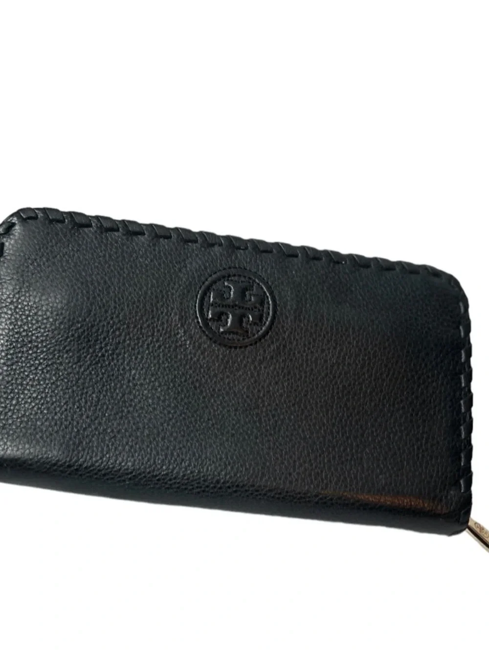 Tory Burch Black Leather Zip Wallet EUC